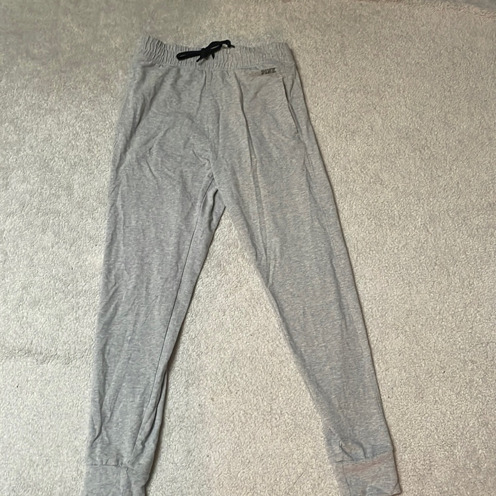 PINK grey cotton joggers. size M.